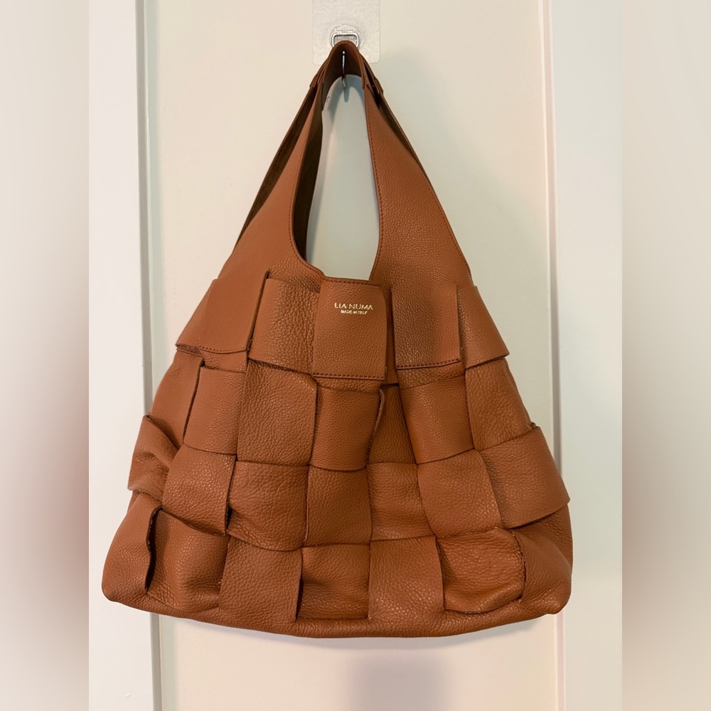 Brown Woven Leather Tote Bag - Picture 13 of 15